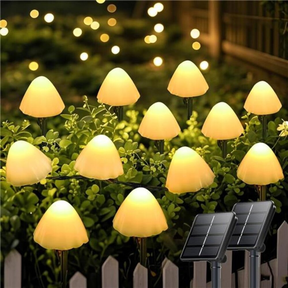 32LED 55FT Mushroom Solar Garden Lights Outdoor, Solar String Lights